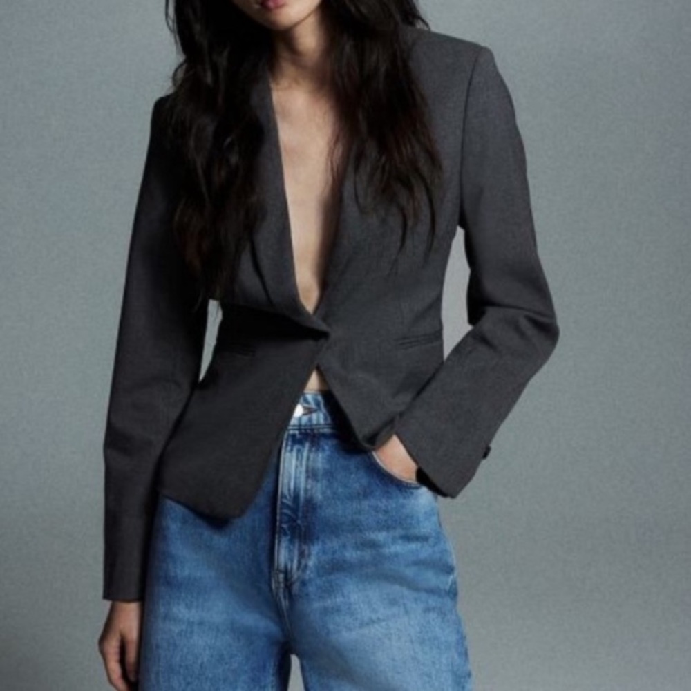 H&M Gray Structured Blazer S (US 4)